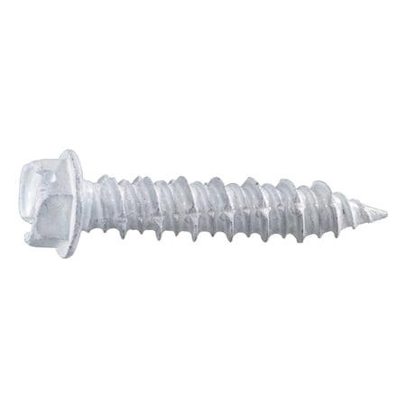 Midwest Fastener Masonry Screw, 1/4" Dia., Hex, 1-1/4" L, Steel White Ruspert, 100 PK 54476